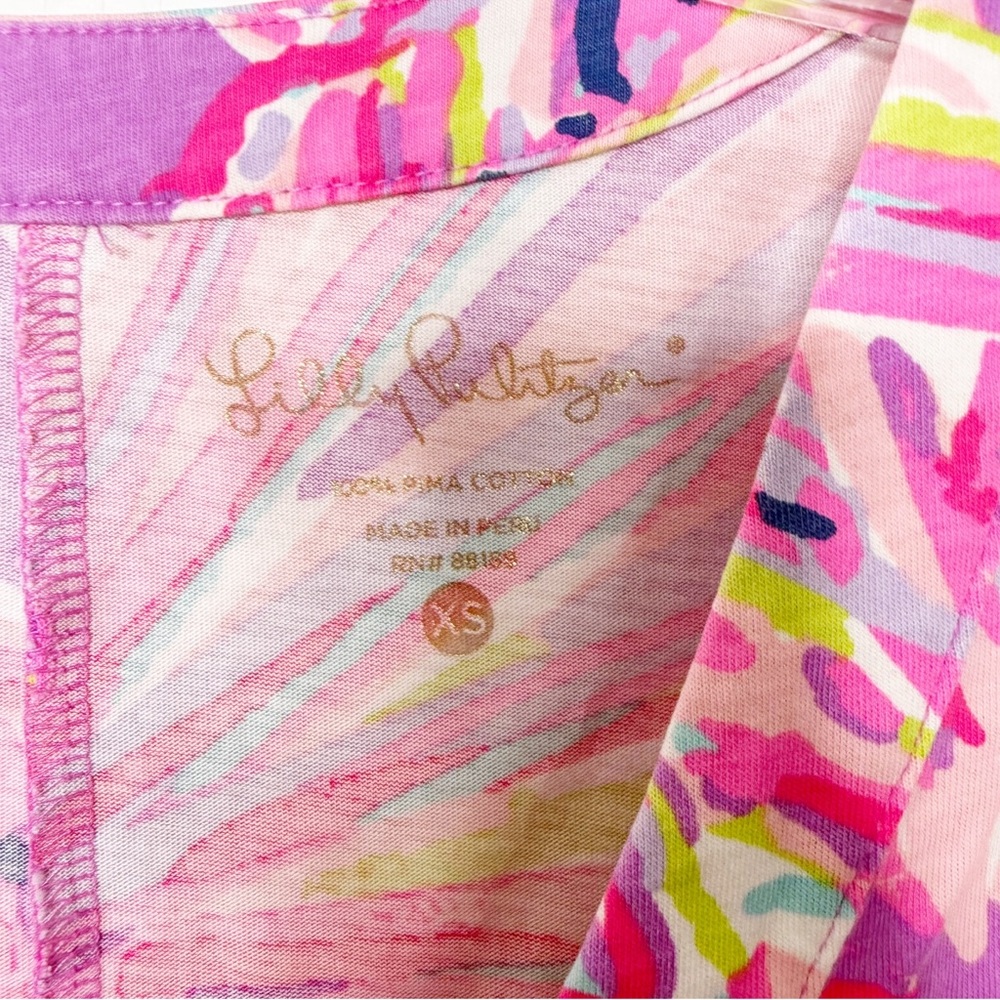 LILLY PULITZER | Amina Pink Purple Floral Print‎ Sleeveless Mini Swing Dress XS - Picture 4 of 5